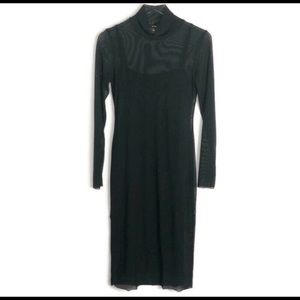 AFRM Black Mesh Long Sleeve Dress